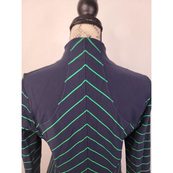 LULULEMON Jacket SZ 6* Forme Full Zip Womens Stripe Inkwell Blue Green Bean - Picture 8 of 9